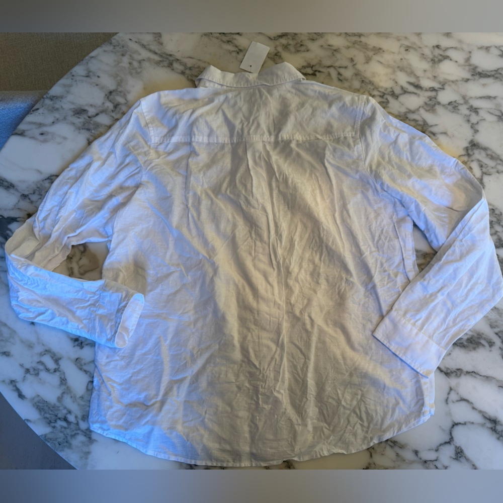 NWT J. Crew  White Linen Botton Blend Button Down Shirt l L - Picture 4 of 6